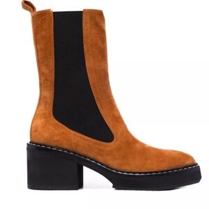 KHAITE Women’s The Calgary Suede Block Heel Boots Caramel 38.5 / 8.5 US $1240+